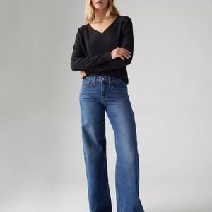 Levi's Dark Blue Wide Leg Jeans Shaping Wide Leg 318